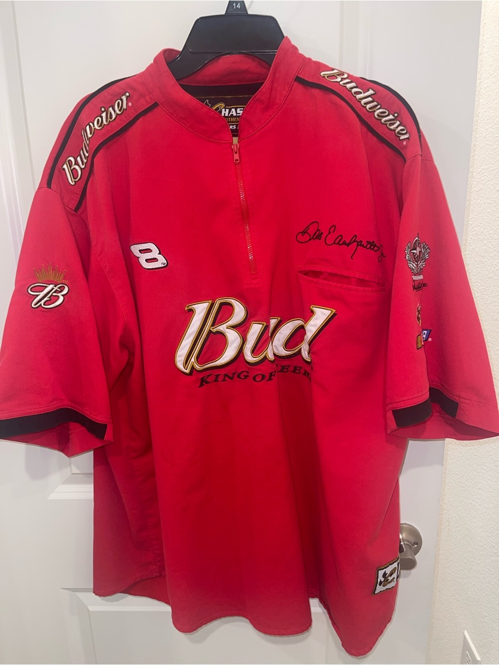 Vintage Chase Authentics Dale Earnhardt Jr NASCAR Budweiser Drivers Line Red XXL